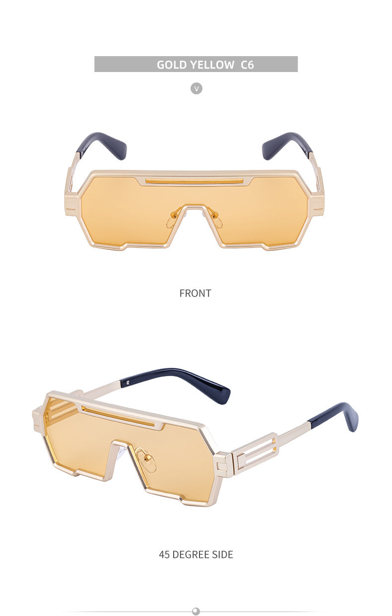 Vintage Sunglasses for Men, Steampunk Style, Irregular Sunglasses, High-End Driving Glasses, Sun Protection Integrated Glasses for Women