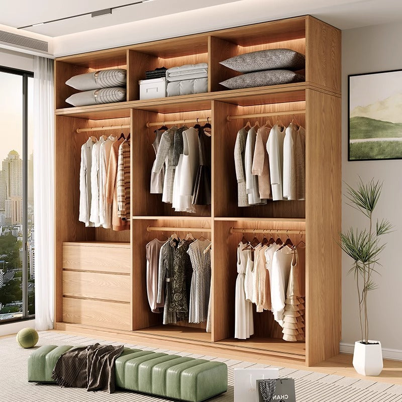 All Solid Wood North American ENF Grade Oak Sliding Door Wardrobe Master Bedroom Home Simple Modern Sliding Door Closet