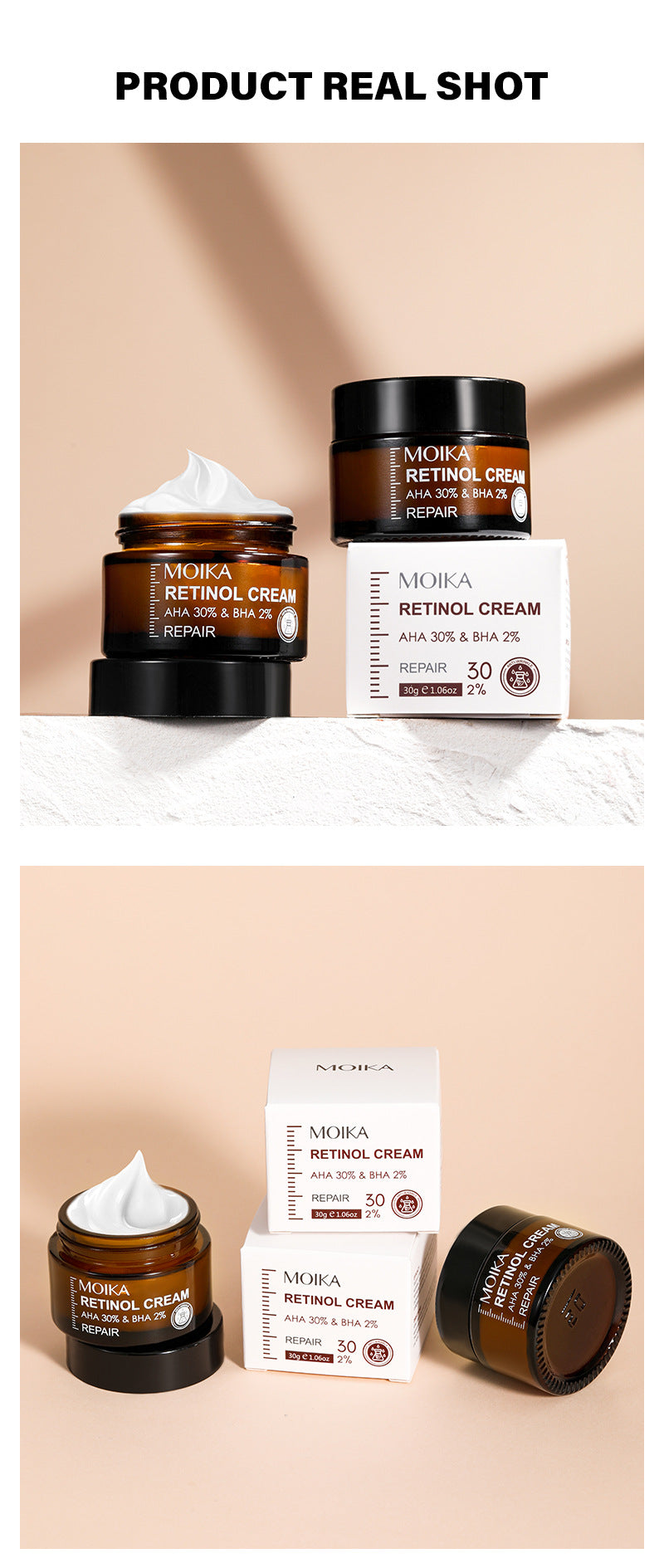 In Stock Double Tube Retinol Anti-Wrinkle Face Cream Eye Cream Skin Care Essence Eye Cream Stick Skincare Products
