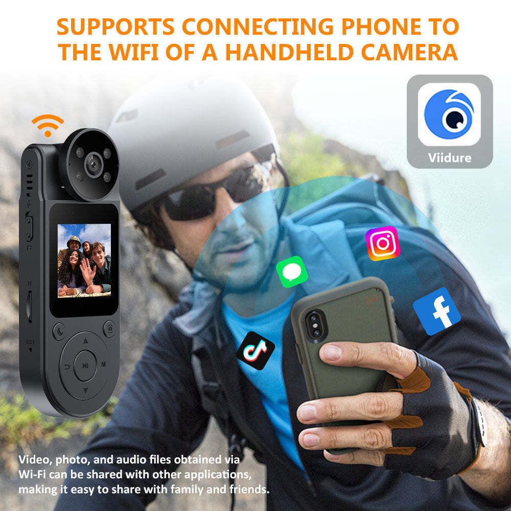 New L20High Definition Handheld Camera Portable Head and Back Clip Camera WiFi Connection ZF Outdoor Sports Recorder