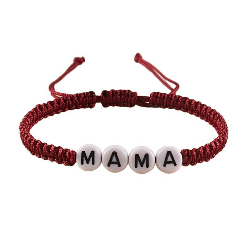 Mother's Day Birthday Gift Bracelet for Women, Stretchable Adjustable Handmade Woven Bracelet MAMA Letter Braided Bracelet
