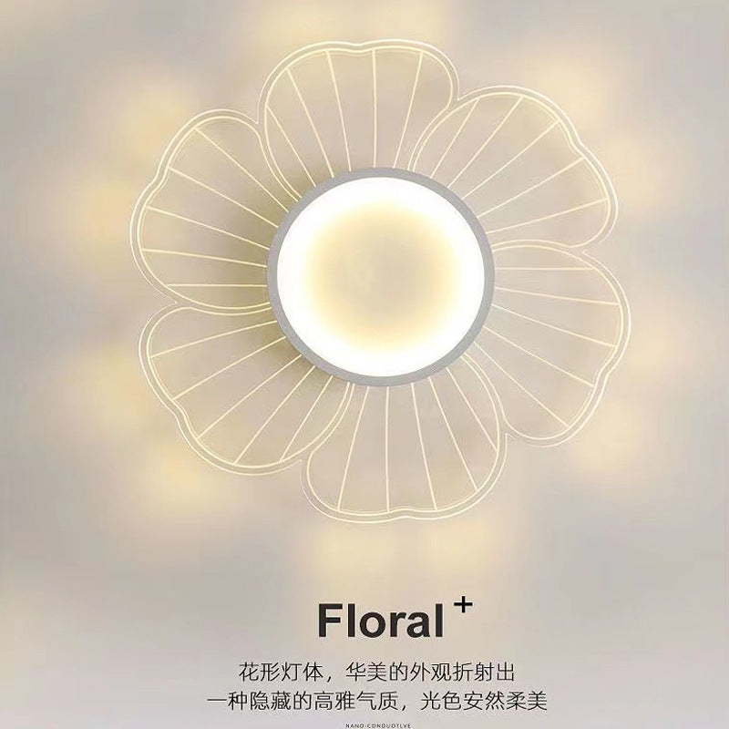 Nordic Flower Bedroom Light Ceiling Lamp Modern Simple Ultra-thin Round Lamp Creative Internet Celebrity Personality Lighting
