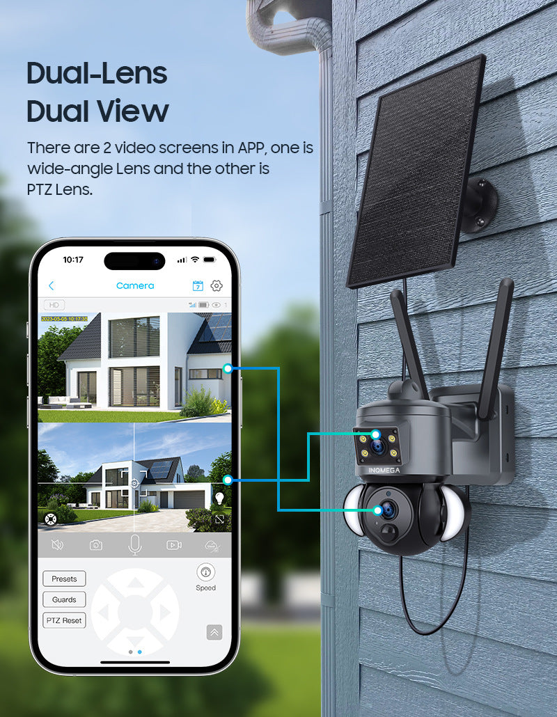 Private Model AOV Solar-powered Camera6MP HD Dual Lens Surveillance Camera UBOX Low Power Monitoring
