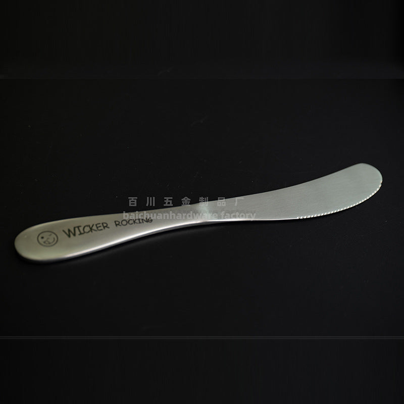 304Stainless Steel Creative Smiley Face Slanted Handle Laser Spoon Chopsticks Fork Student Tableware Full Set Gift Children's Tableware