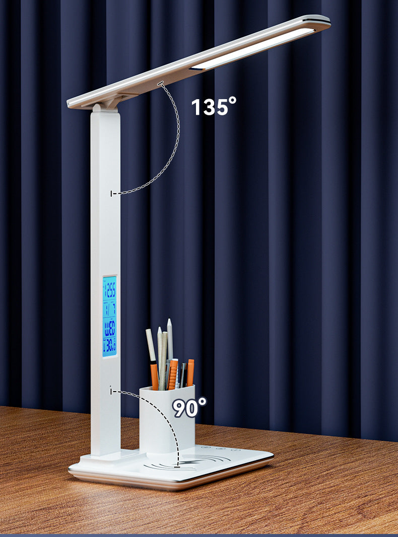 LED Display Screen Multi-Function Desk Lamp with Alarm Clock, Eye Protection Study Lamp, Foldable Touch Smart Reading Lamp