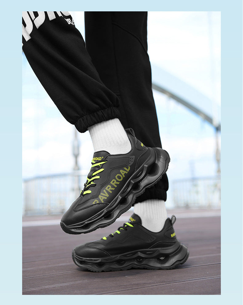 2025New Year's New Rebound Shock Absorption Sports Shoes Men's Fashion Retro Leather Dad Shoes Comfortable Wear-Resistant Running Shoes