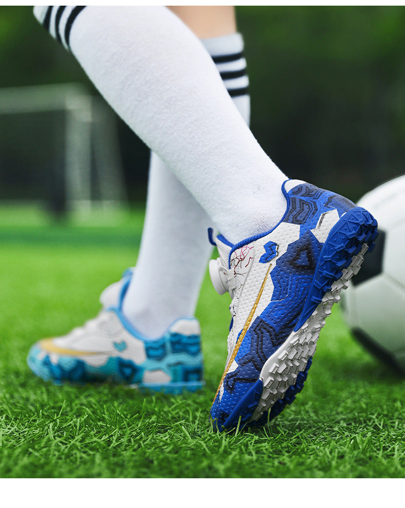 New Children's Rotating Buckle Broken Nail Training Football Shoes Girls Boys Primary School Students Competition Training Sneakers