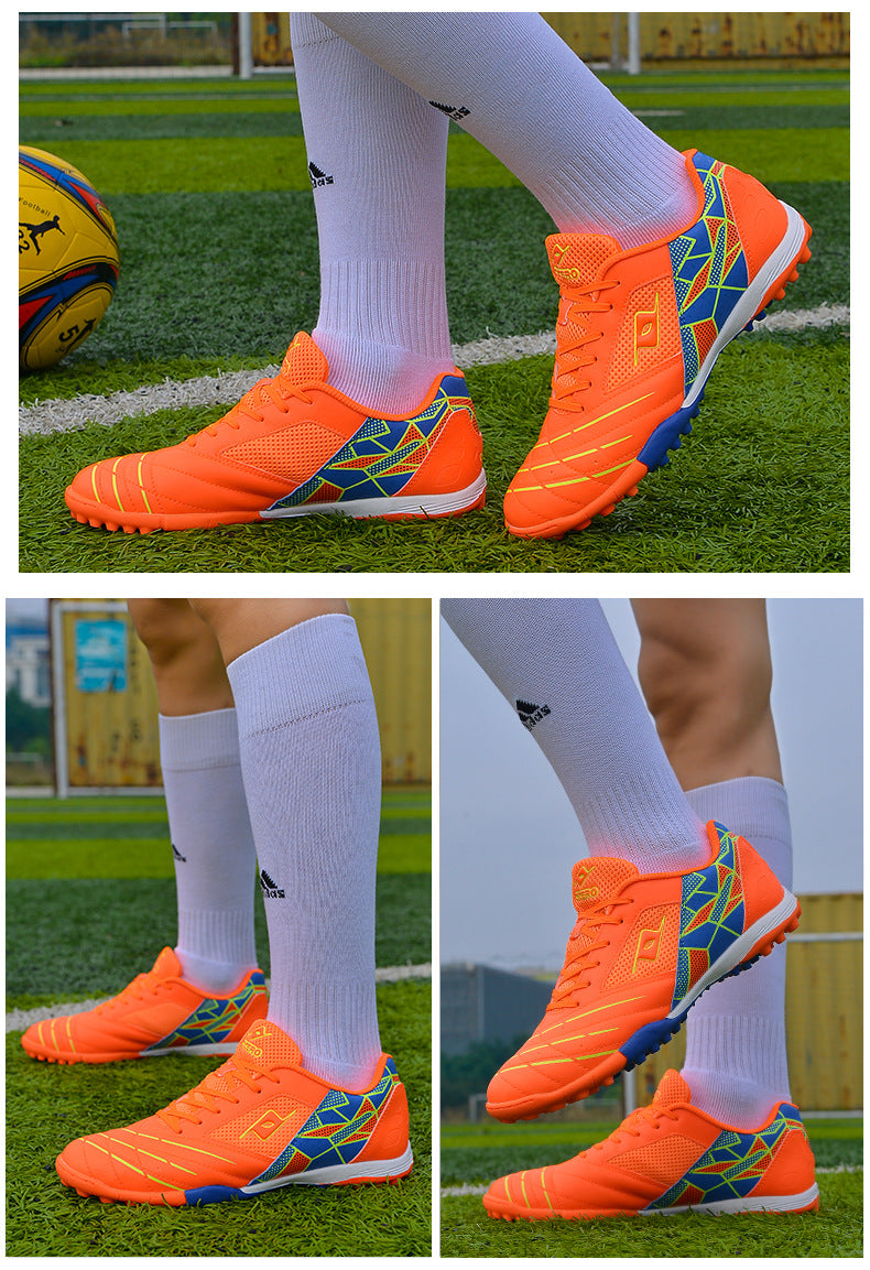 Men's Soccer Shoes TF Velcro Magic Tape Children's Sports Shoes for Primary and Secondary School Students and Teenagers for Sports Competitions and Training
