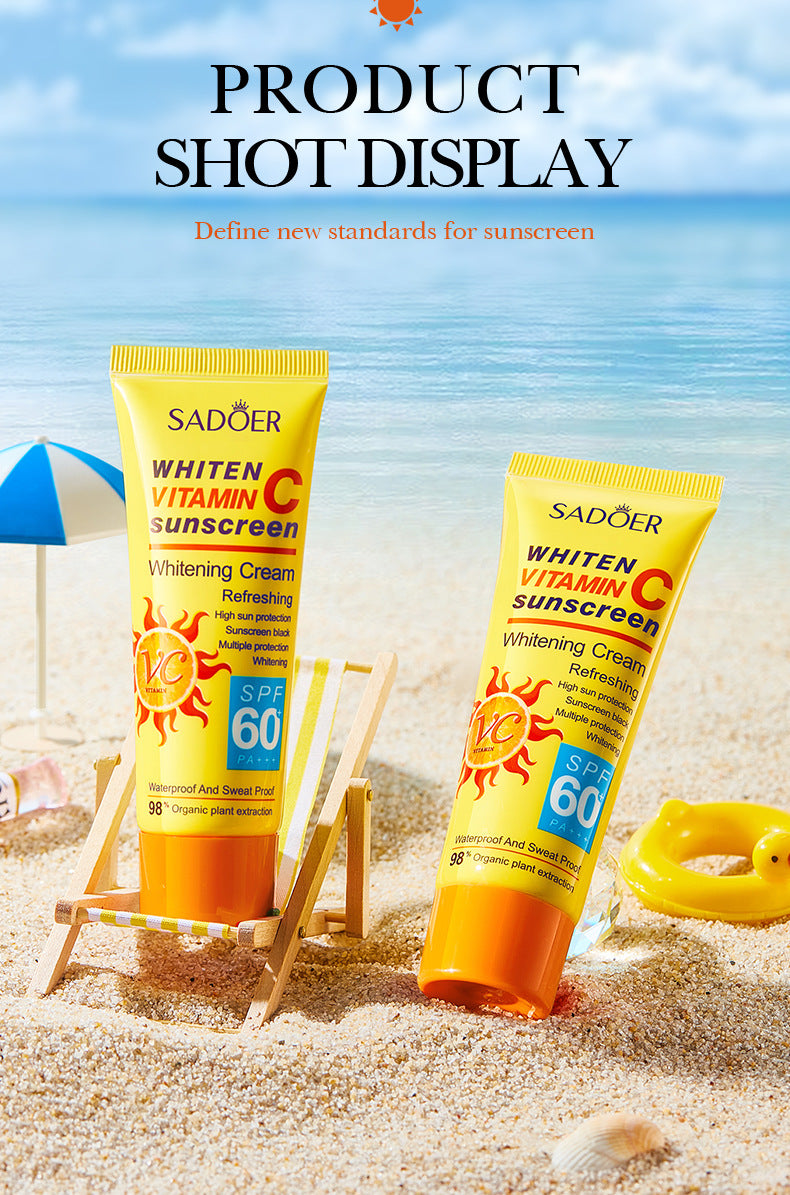 SPF60+VC Sunscreen SADOER Vitamin C Isolation Refreshing Sunscreen Lotion Cross-Border Wholesale