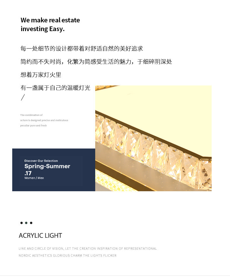 2025New Year's New Lamps Living Room Lamps Modern Simple Atmosphere Ceiling Lamps Light Luxury Crystal Lamps Restaurant Lamps Bedroom Lamps