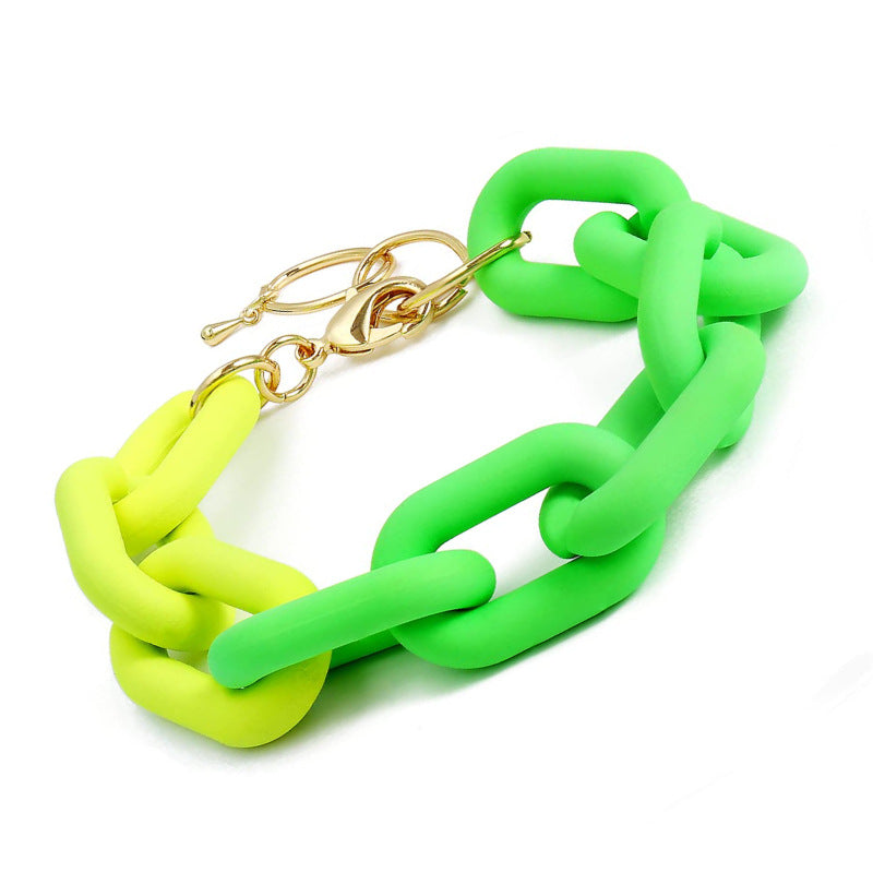 U Chain Bracelet for Women DIY Colorful Simple Resin Bracelet Lobster Clasp Extension Chain Resin Chain Bracelet