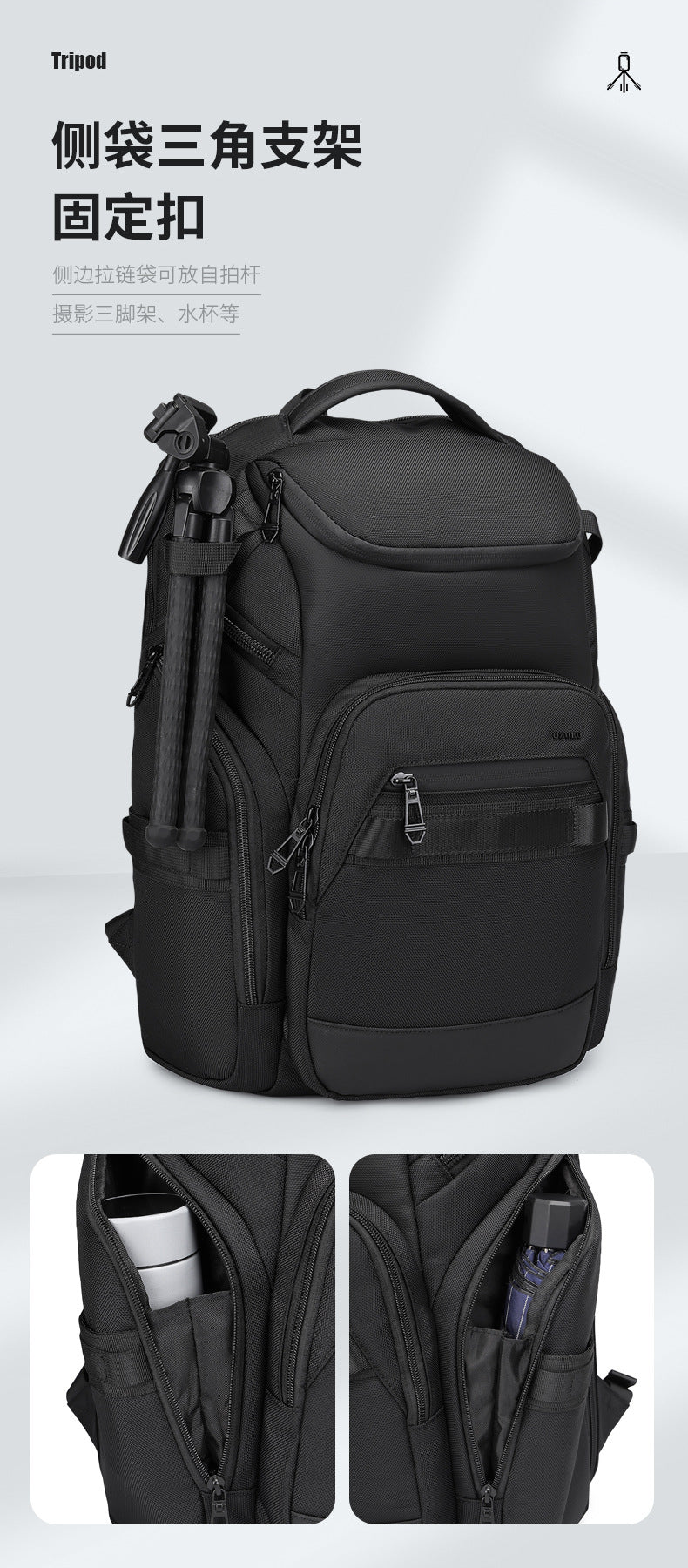 OZUKO Business Backpack Men's Computer Backpack Waterproof Large Capacity Commuting Simple High-end School Bag