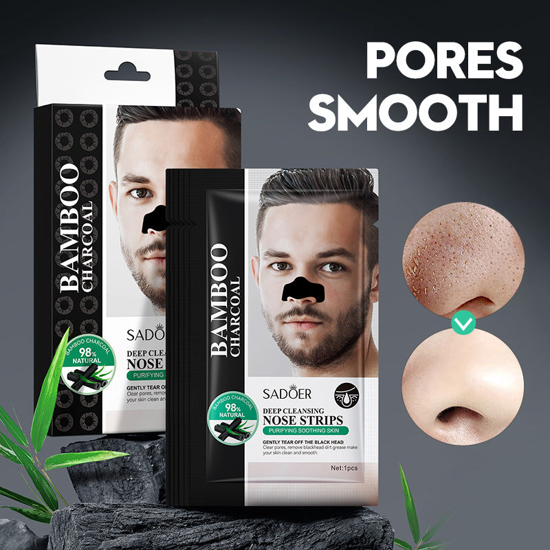 Men's Bamboo Charcoal Nose Strips SADOER Deep Cleansing for Blackhead Removal T Cross-Border Wholesale for Nursing Supplies