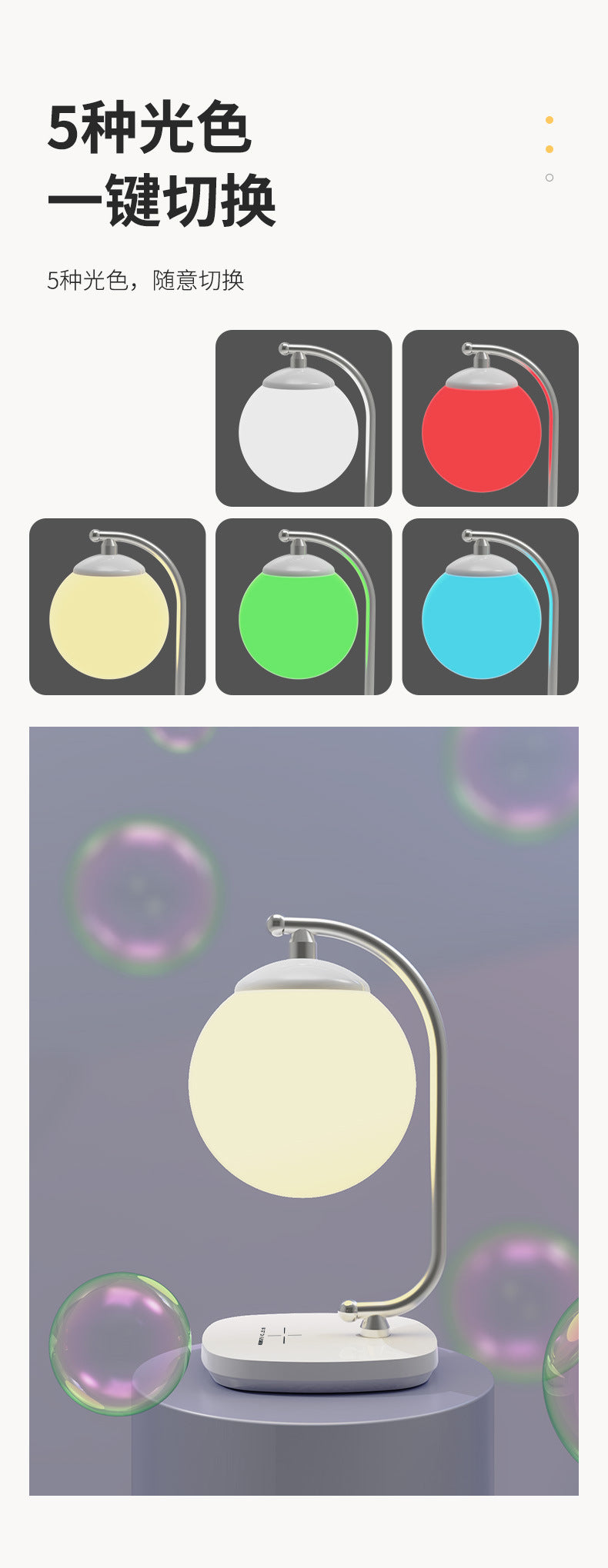 Creative Desk Lamp led Study Student Desk Lamp Wireless Charging Reading Desk Lamp Color Adjustment Moon Lamp Amazon Bestseller