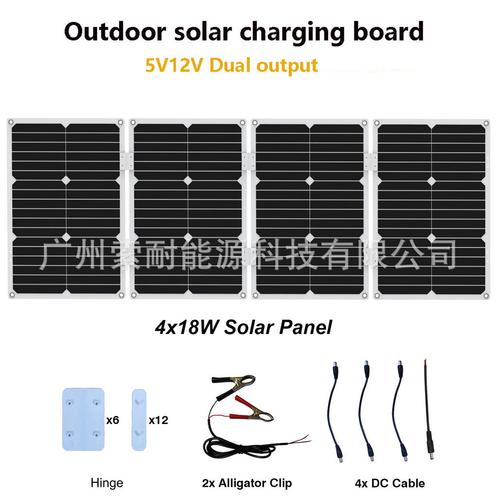 Monocrystalline Solar Charging Panel18W 36W 54W 72W Solar Panel5V Double USB Export Platform