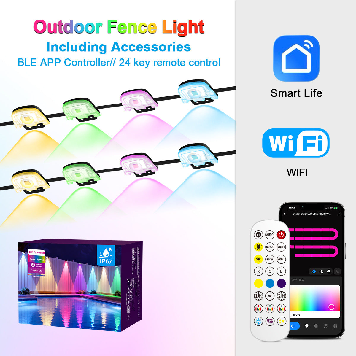 RGBCW Iridescent Fence Light Bluetooth Version Fence Light Wall Washer Fence Light Garden Light Waterproof Decorative Light