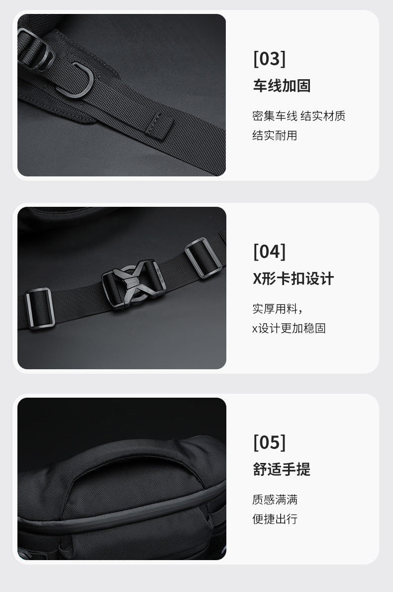 OZUKO Men's Waist Bag Waterproof High-End Crossbody Bag Chest Bag Tactical Trendy Portable Functional Travel Bag