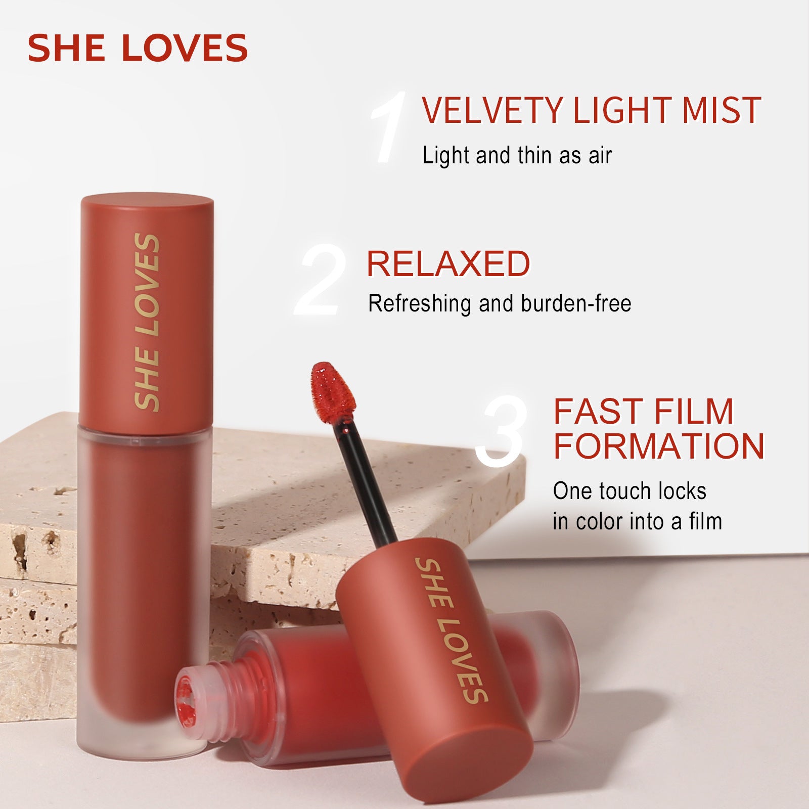 SHELOVES Light Mist Matte Lip Gloss10Color Non-Stick Cup Matte Lip Mud Liquid Lipstick