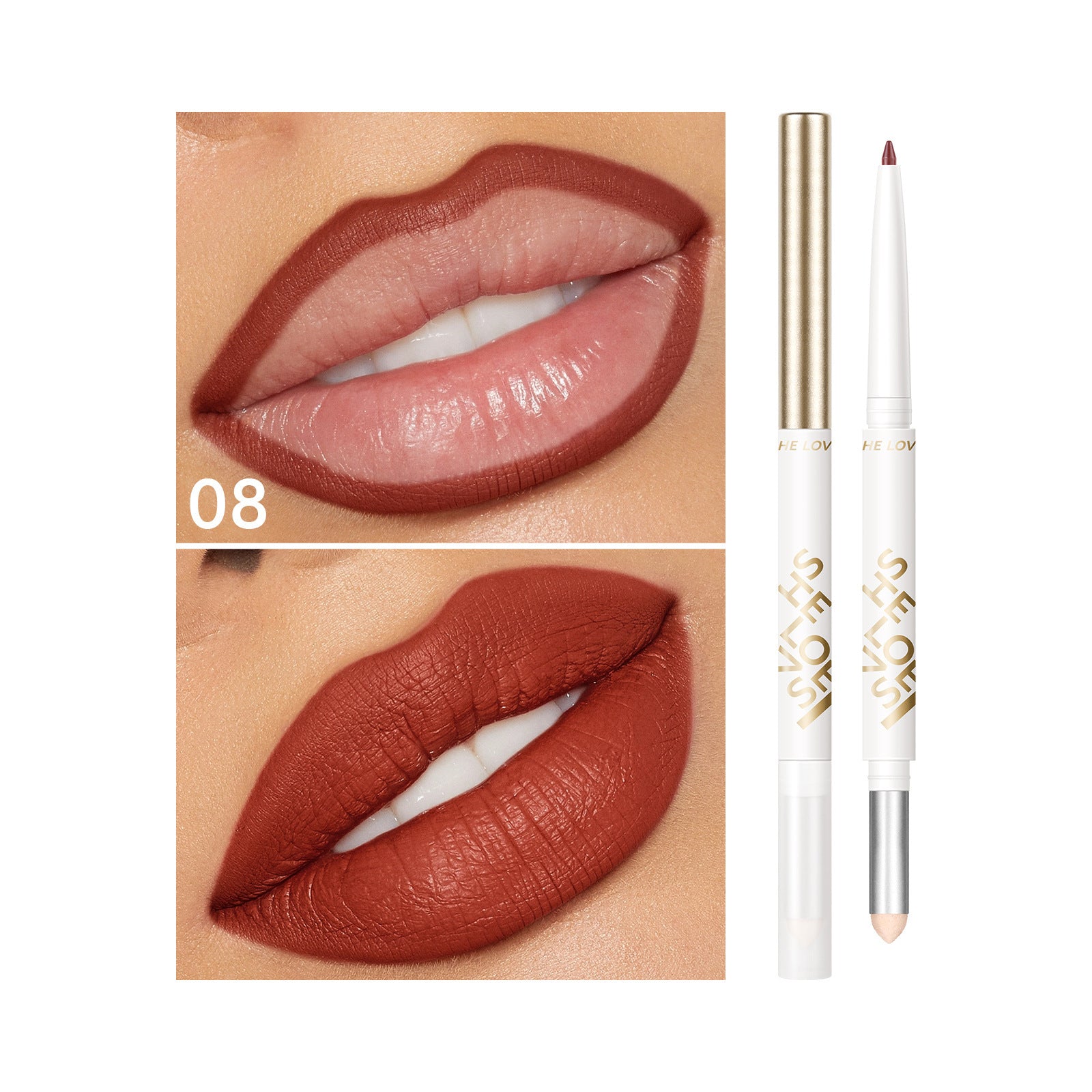 Dual-ended Lip Liner Pencil European and American Matte Non-Stick Cup Lipstick Lip Liner Small Batch Wholesale