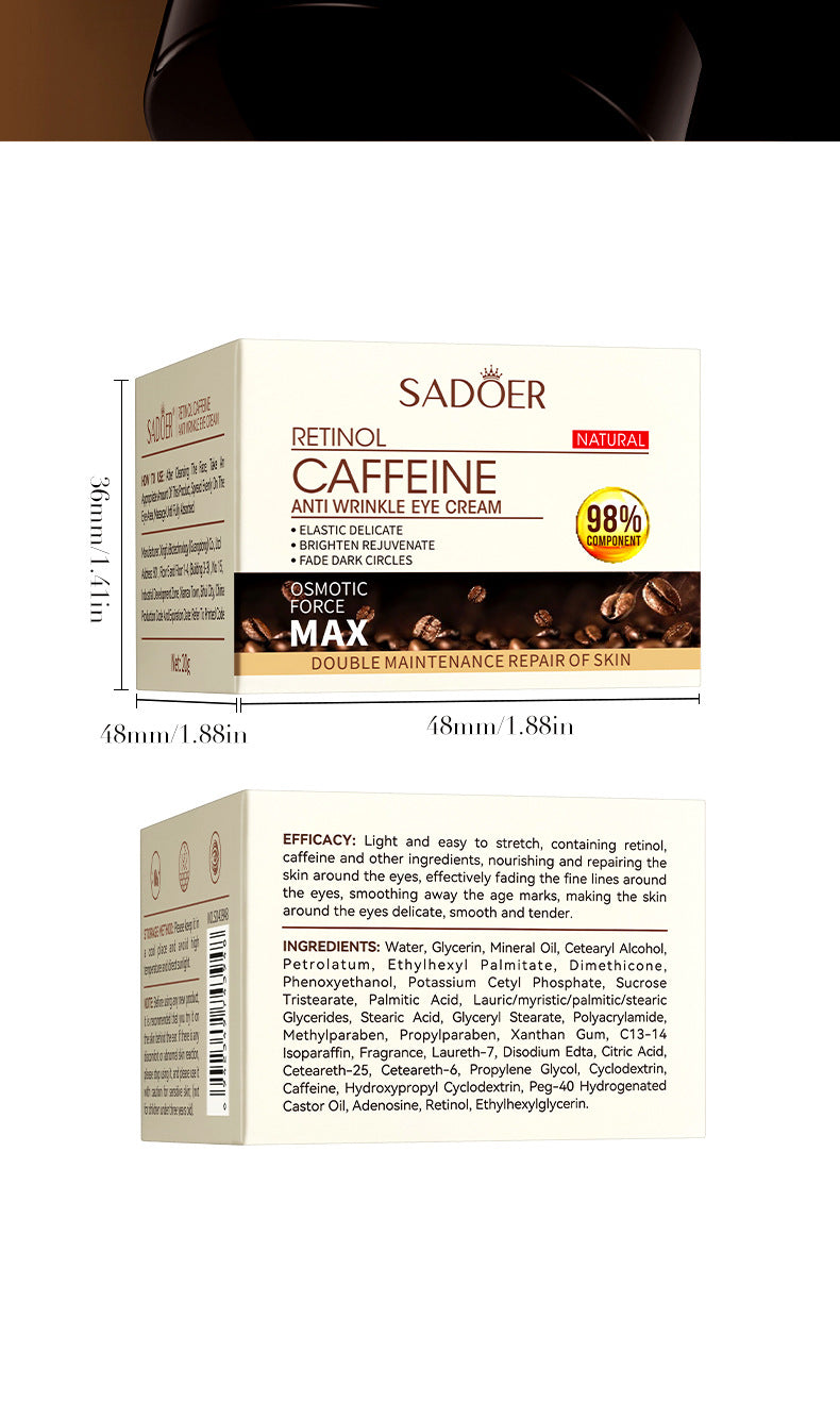 Full English Retinol Caffeine Eye Cream SADOER Improve Dark Circles, Eye Wrinkles, and Eye Bags  Wholesale