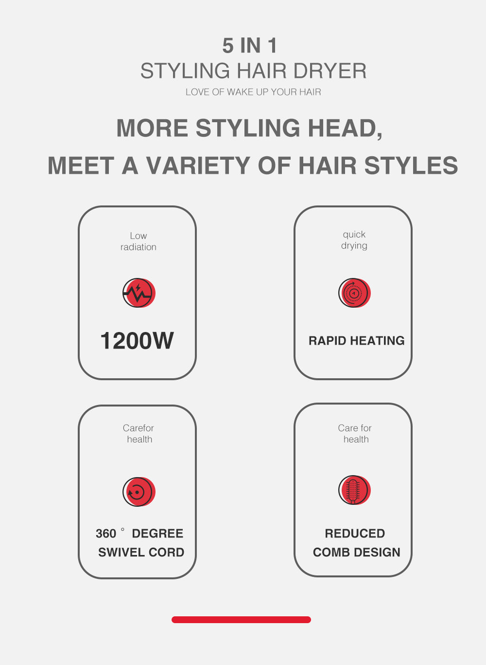 Multifunctional Curling Hair Dryer Comb Pear Flower Head High Power Household Hairdressing Styling Tool Set5