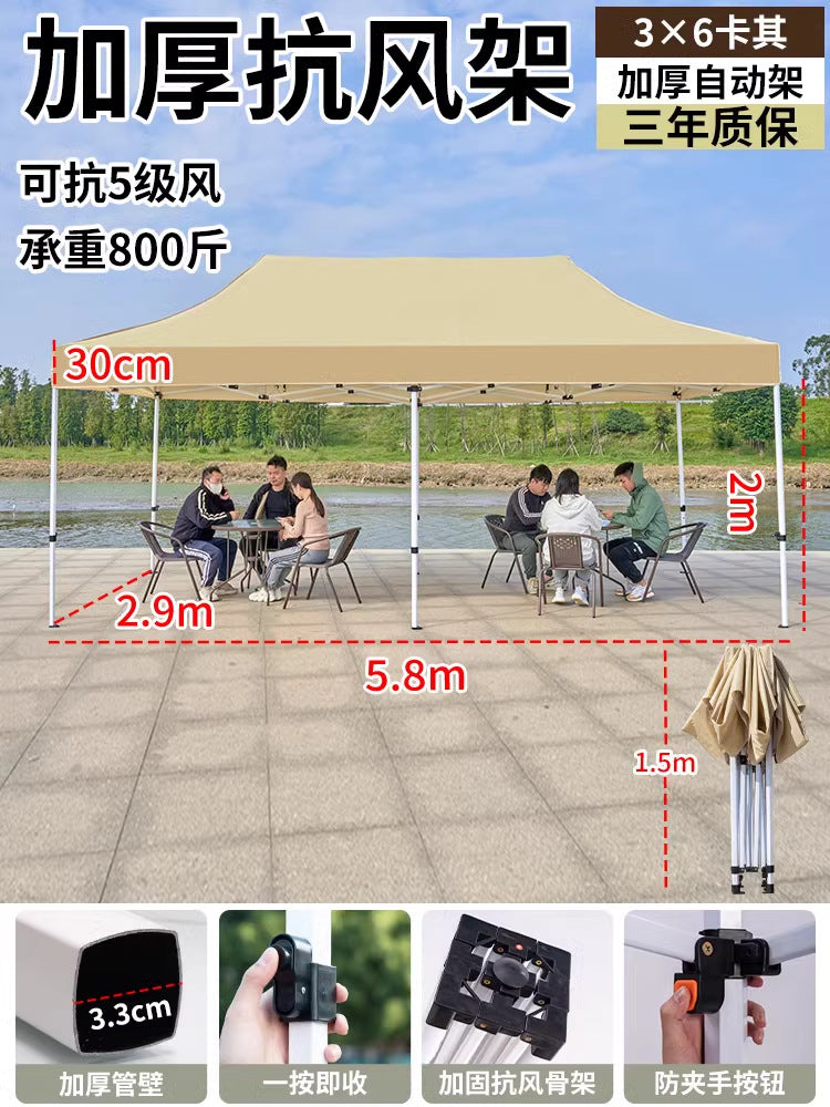 Outdoor Market Stall Four-Corner Tent with Enclosure Windproof and Warm Night Market Foldable Four-Legged Rain Shelter Tent Umbrella
