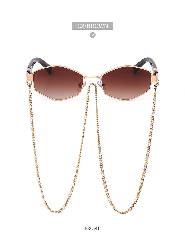 New Women's Sunglasses Fashion Chain Personality Round Frame Korean Style Sunglasses Wholesale Glasses sunglasses