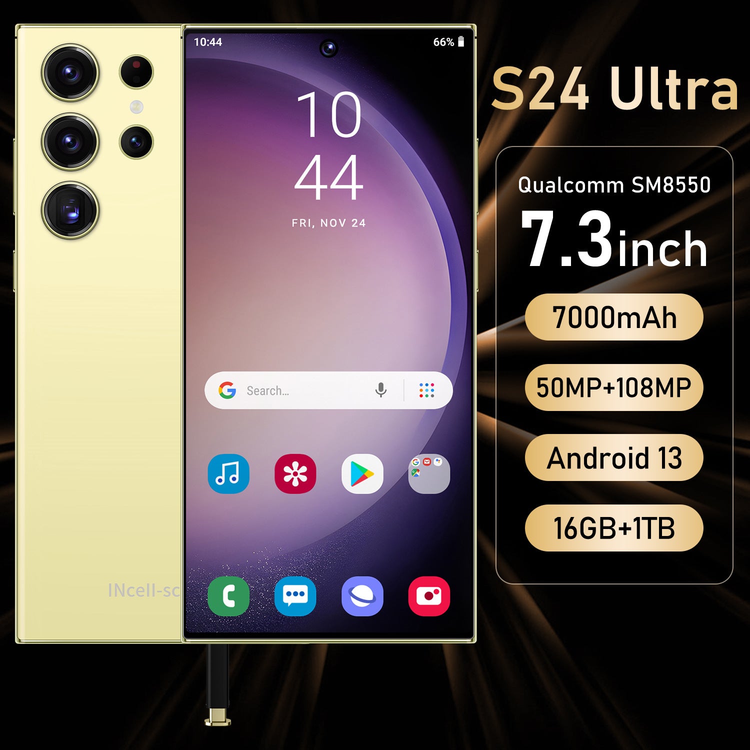 Mobile Phone S24 Ultra Built-in pen130010,000 Pixels16+1T Really perforated7 .3Inch(Popular)