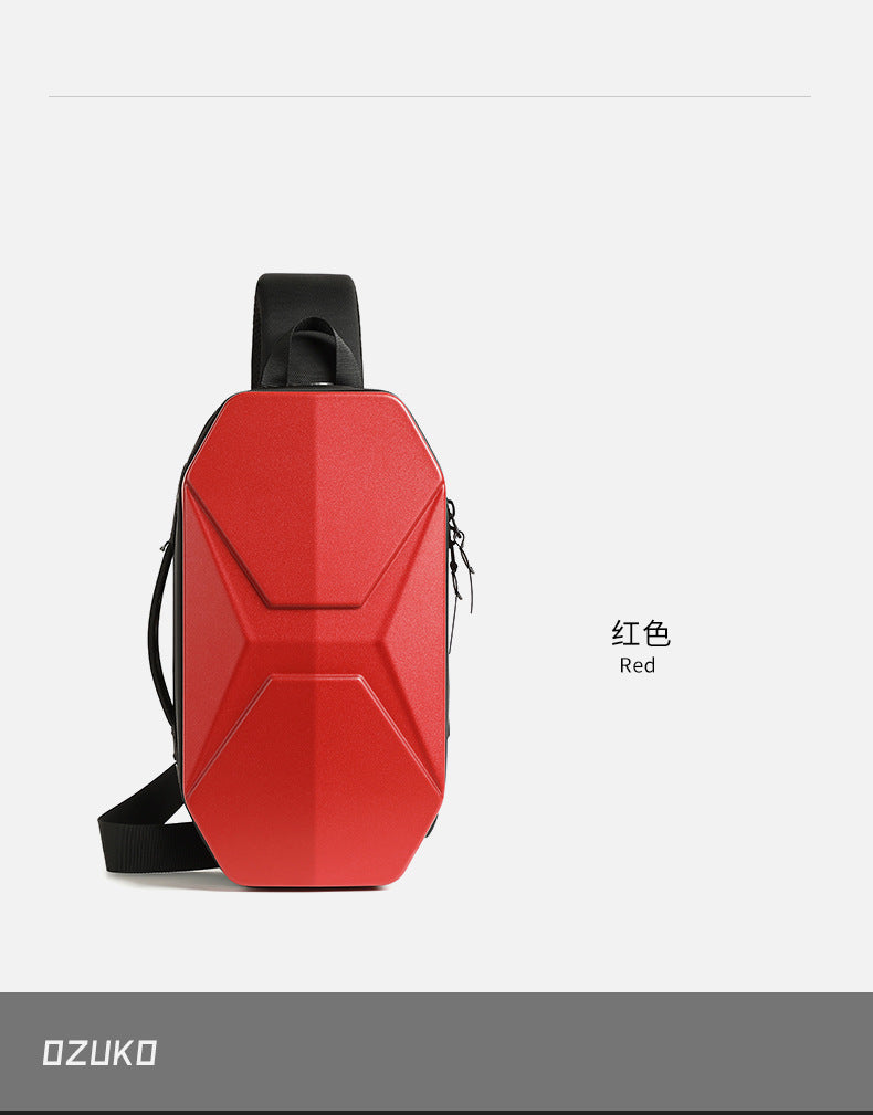 ozuko Functional trendy men's chest bag PC Hard Shell Waterproof Multifunctional Crossbody Bag Shoulder Outing Sports Men's Bag