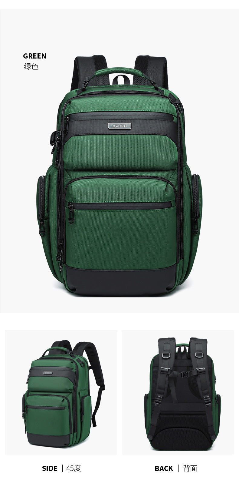 OZUKO Business Backpack Men's Commuting Computer Backpack Waterproof Large Capacity Business Travel Portable Men's Bag