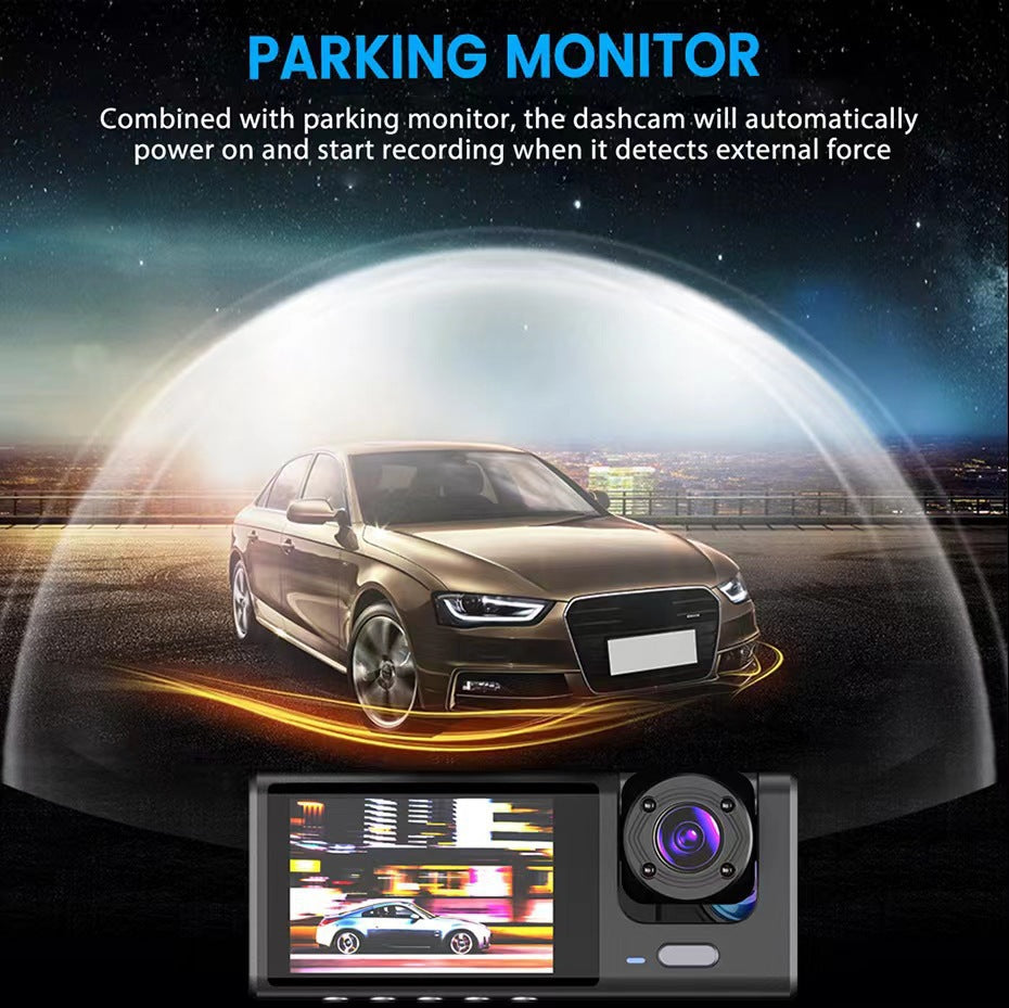 170High-definition dashcam with front, rear, and side recording touchscreen1080P Recorder WIFI Mobile Phone Interconnection