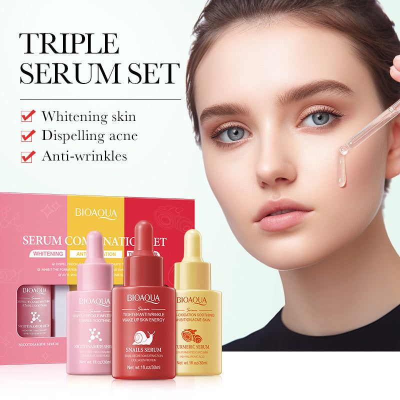 Full English Essence Three-Piece Set90ml BIOAOUA Hydrating and Moisturizing Skincare Set  Wholesale