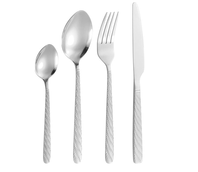 410Stainless Steel Tableware Hotel Restaurant Hemp Rope Pattern Knife Fork Spoon24Set of Western Steak Knives and Forks