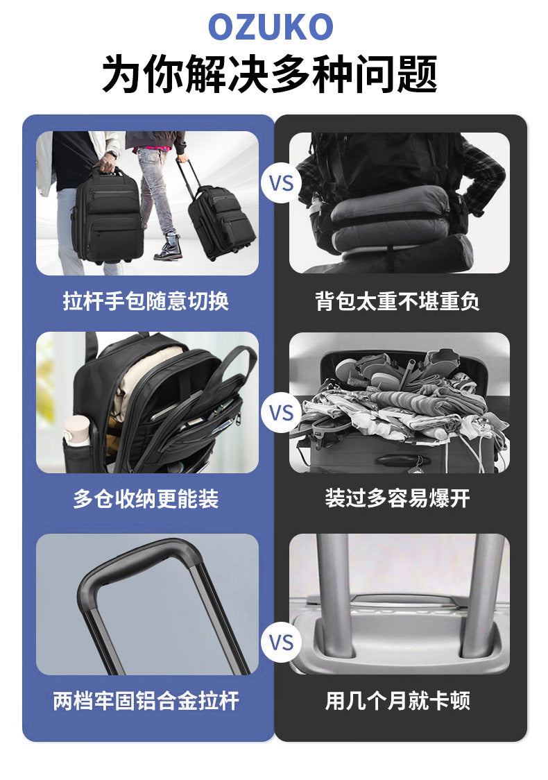 Trolley Travel Bag Business Boarding Bag Large Capacity Waterproof Oxford Cloth Multifunctional Handheld Wheeled Travel Bag