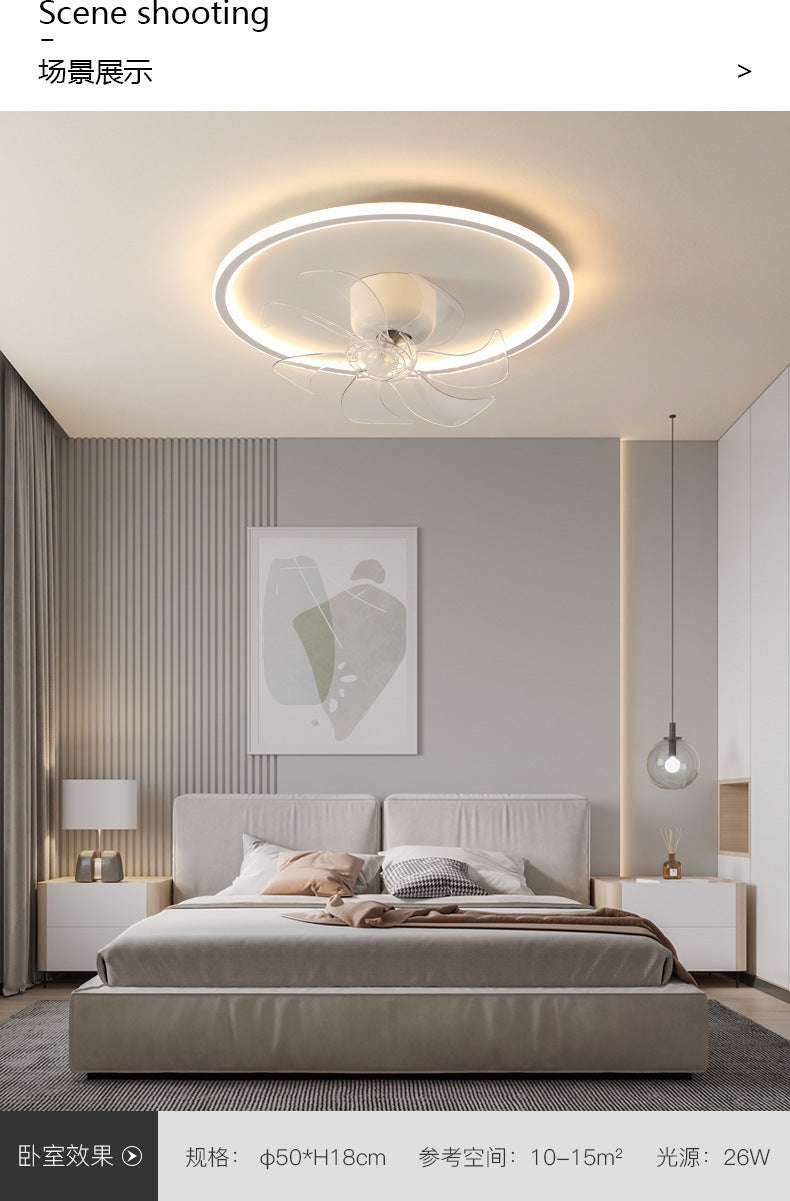 Minimalist Bedroom Ceiling Fan Light Modern Simple Silent Master Bedroom Fan Round Dining Room Oscillating Ceiling Fan Light
