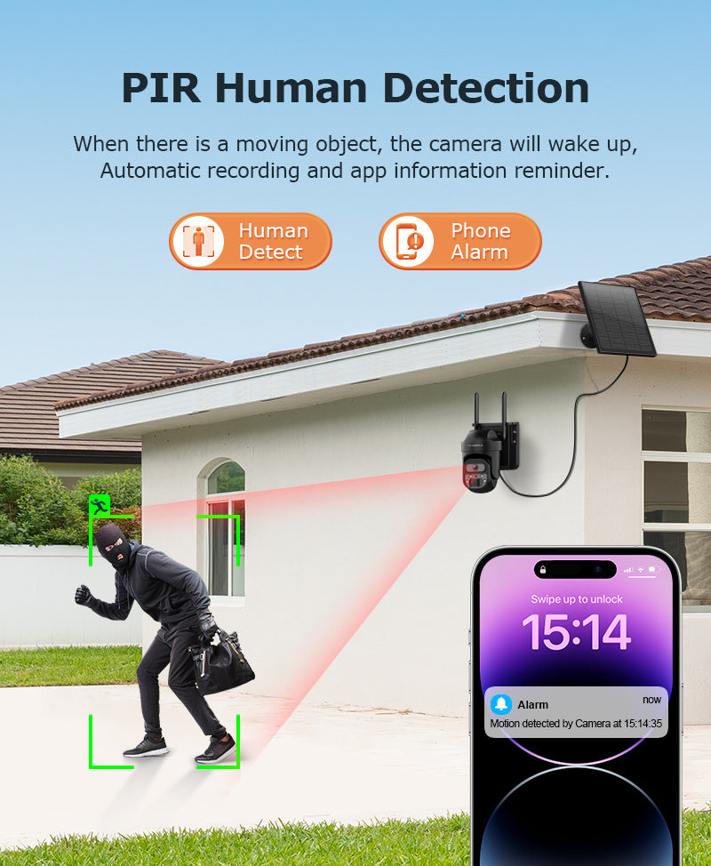 4G Solar Surveillance Camera Full Color Night Vision Network wif Low Power Gimbal Low Power Consumption Monitoring