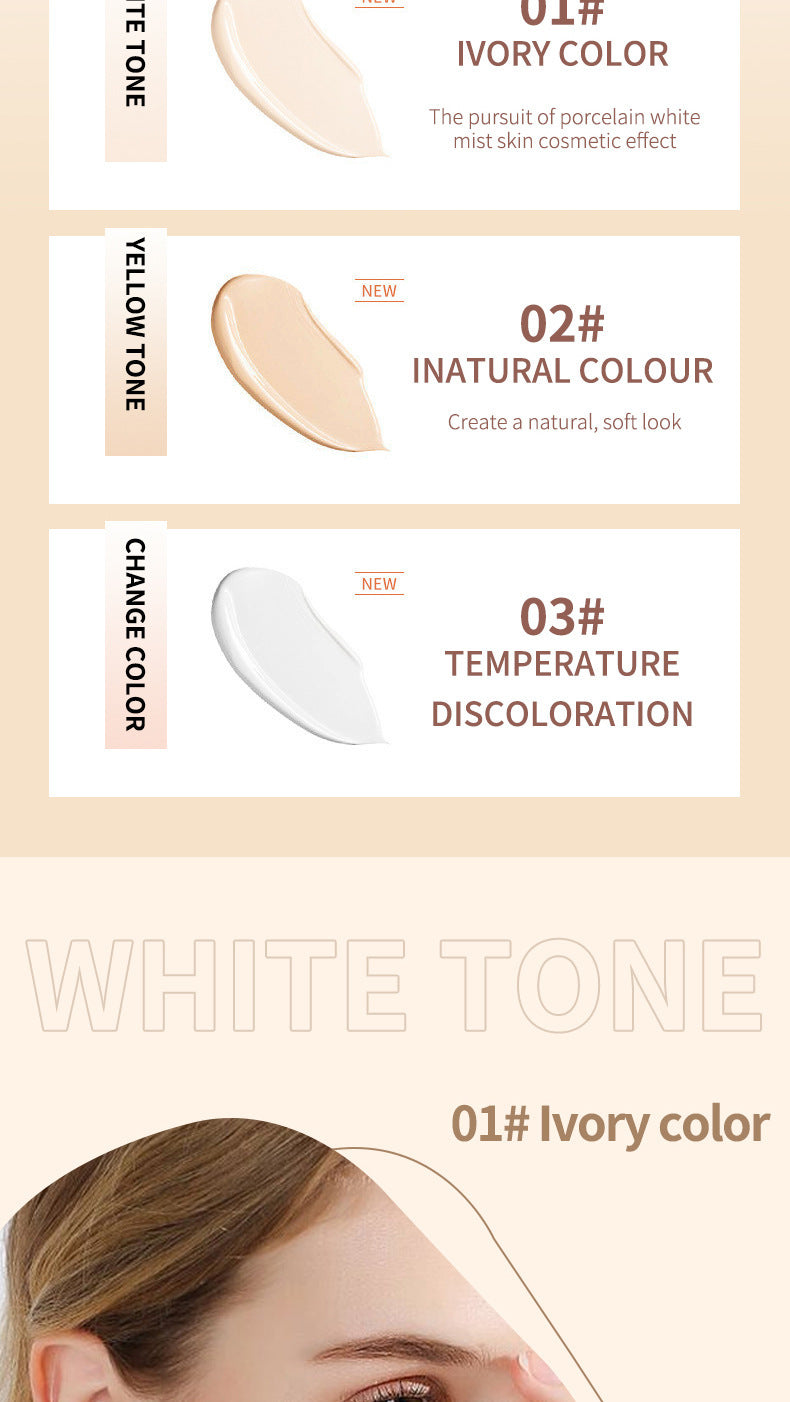 Dropshipping Beauty Color-Changing Foundation30ml Concealer Yellow Black Skin Foundation Waterproof Sweat E-commerce