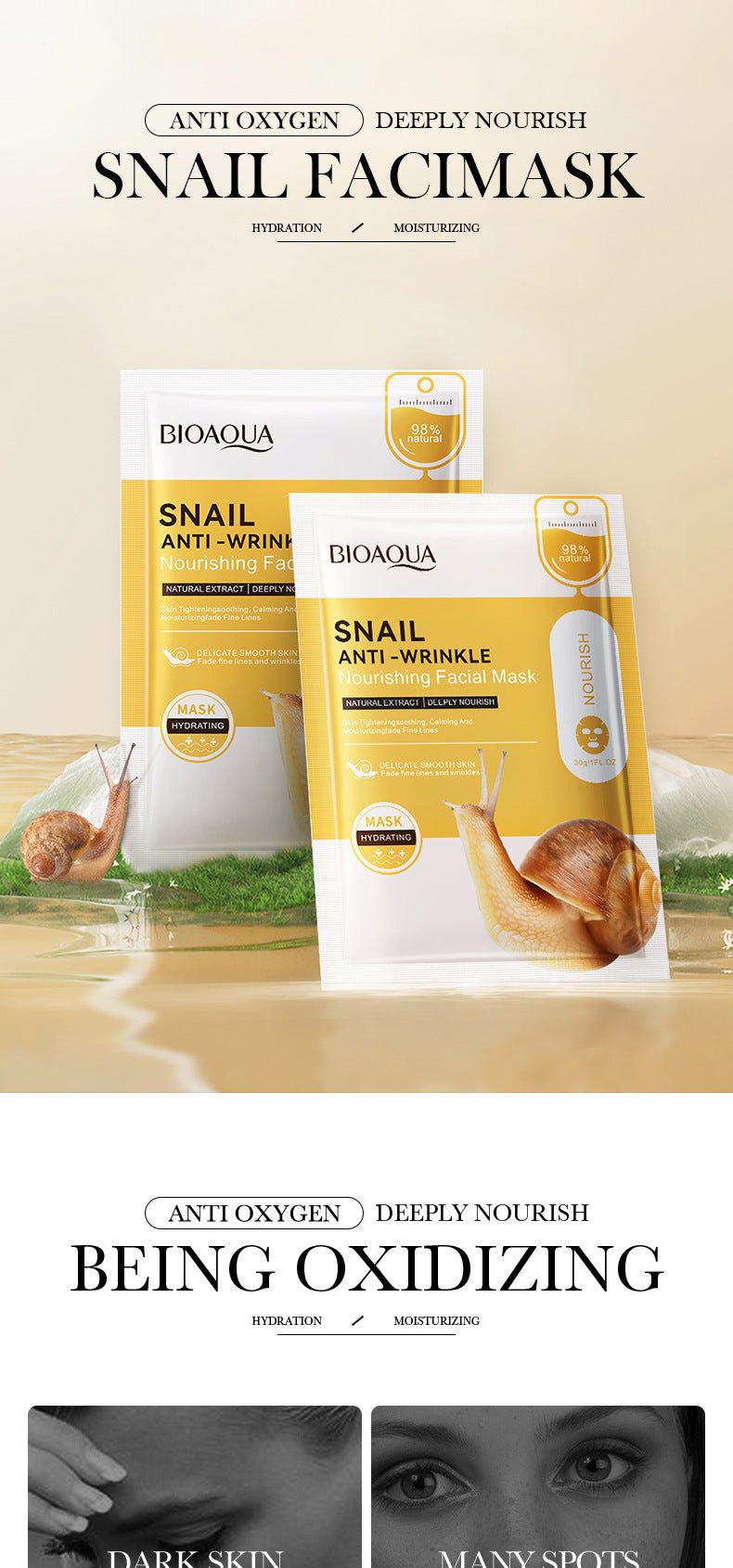 Full English Mask30gBIOAOUA Honey Hydrating Pearl Moisturizing Rose Snail Moisturizing  Foreign Trade Wholesale