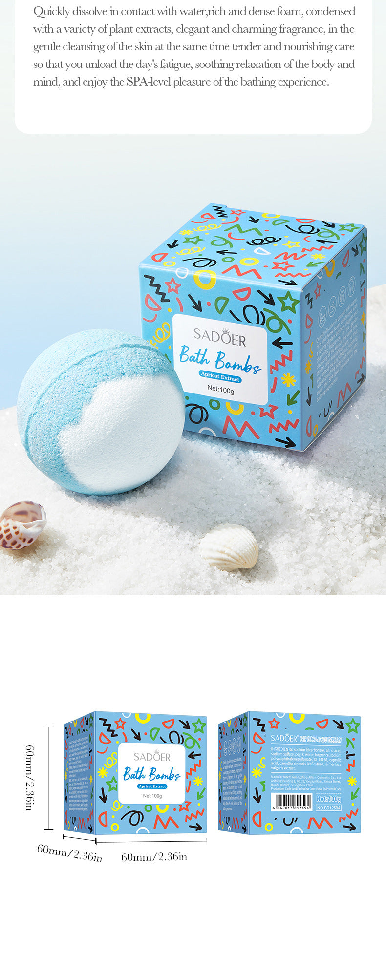 Rose Bath Salt Balls SADOER Deep Cleansing Body Universal Bath Ball Cross-Border Foreign Trade Wholesale