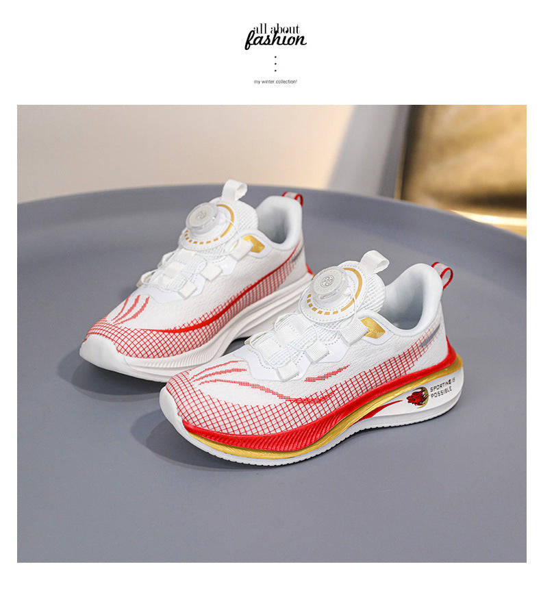 Red Rabbit7Boys' Lightweight Non-Slip Sports Shoes New Spring and Autumn Children's Casual Running Shoes Mesh Breathable Girls' Shoes