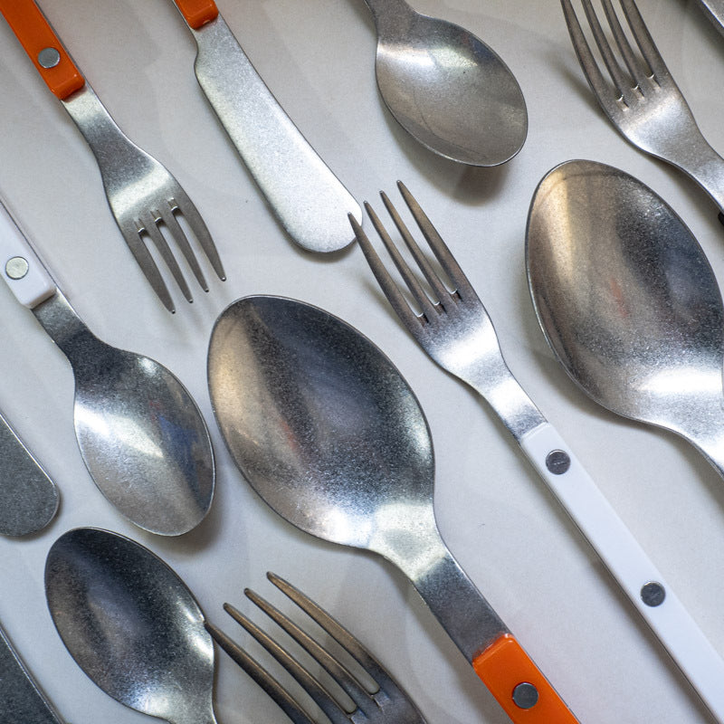 ins Western Dining Tableware ABS Rivet Handle Creative Korean Tableware Clip Handle304Stainless Steel Tableware Snowflake Distressed