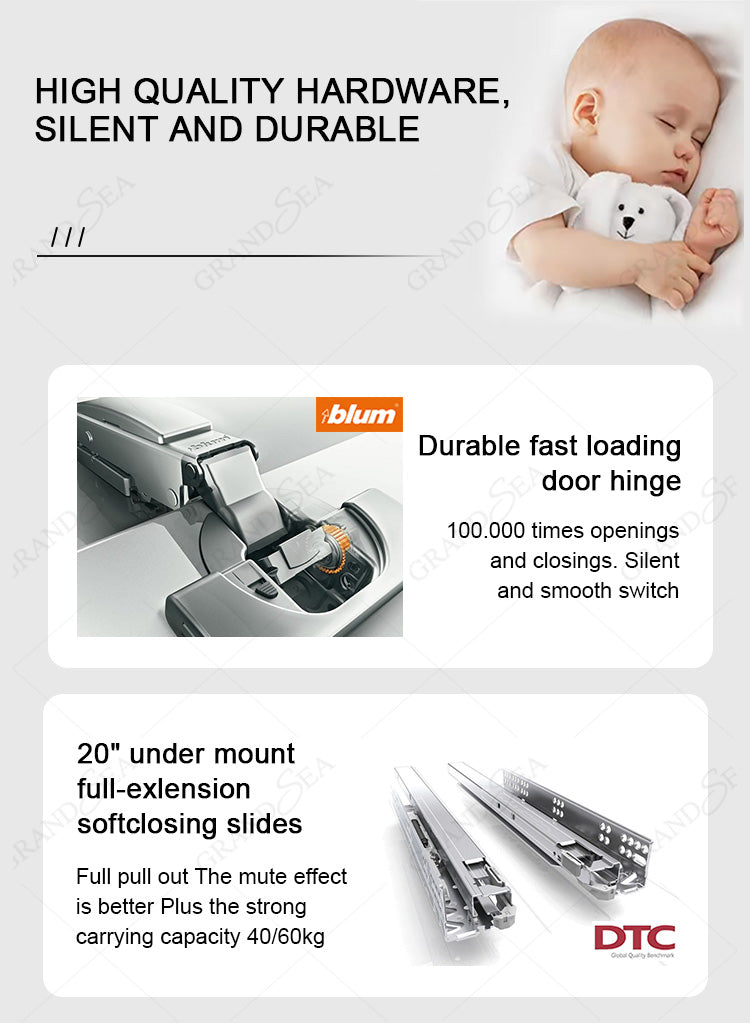 Luxury Solid Wood Bathroom Drawer Storage Vanity Cabinet With Half Moon Mirror Wash Basin for Hotel Bathroom