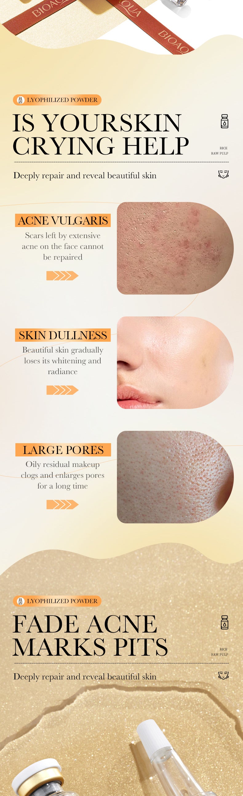 Rice Freeze-Dried Powder Set BIOAOUA Whitening and Repairing Original Powder Freeze-Dried Powder Cross-Border Wholesale