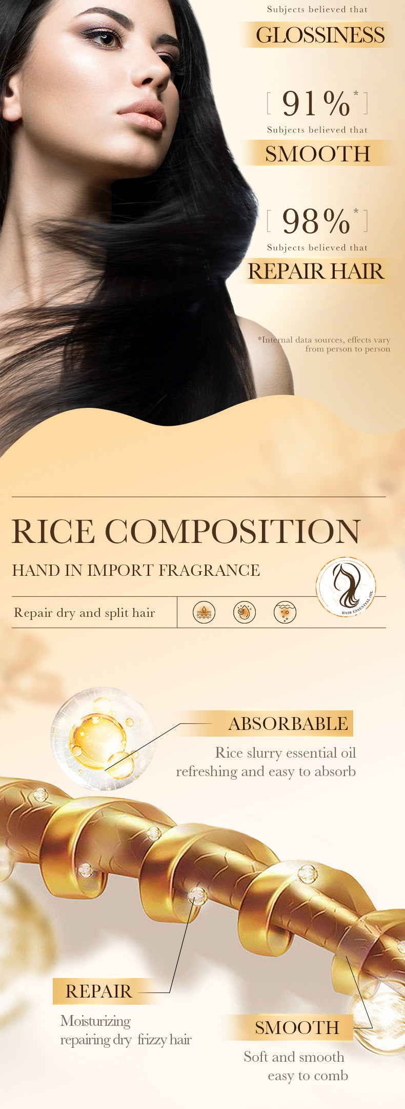 Rice Puree Hair Conditioner500mlBIOAOUA Repair Smooth Improve Frizz Cross-Border Wholesale