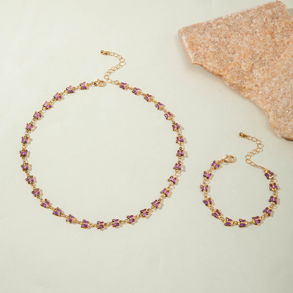 European and American New Style Green Zircon Niche Personality Retro Inlaid Diamond Short Necklace Collarbone Chain Choker chocker Female