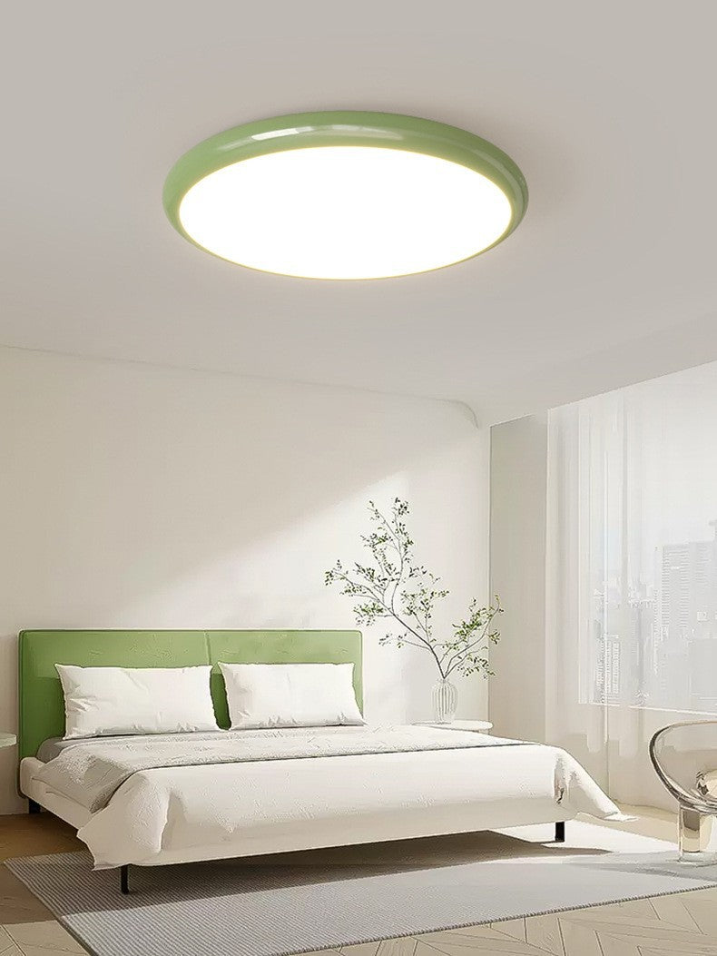 Cream style master bedroom lamp, round Nordic ceiling lamp LED Iron Art Study Lamp Creative Living Room Lamp Home Atmosphere