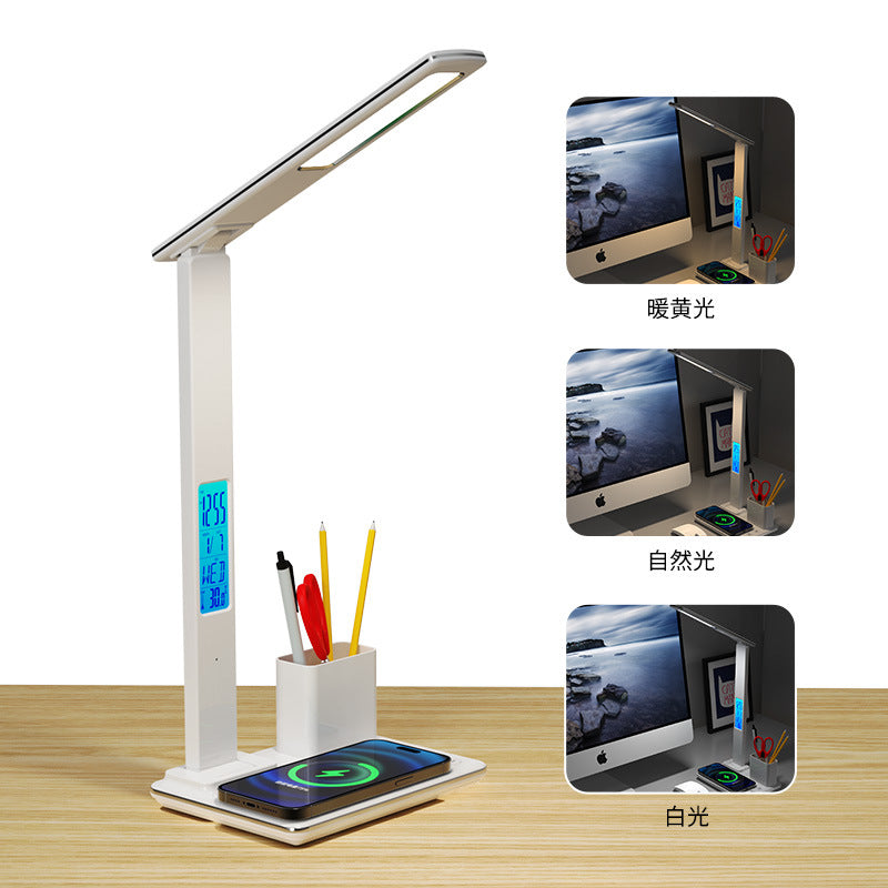 Office Pen Holder Desk Lamp Wireless Charging Touch Eye Protection Desk Lamp Student Dormitory 7-in-1 Multifunctional Night Light