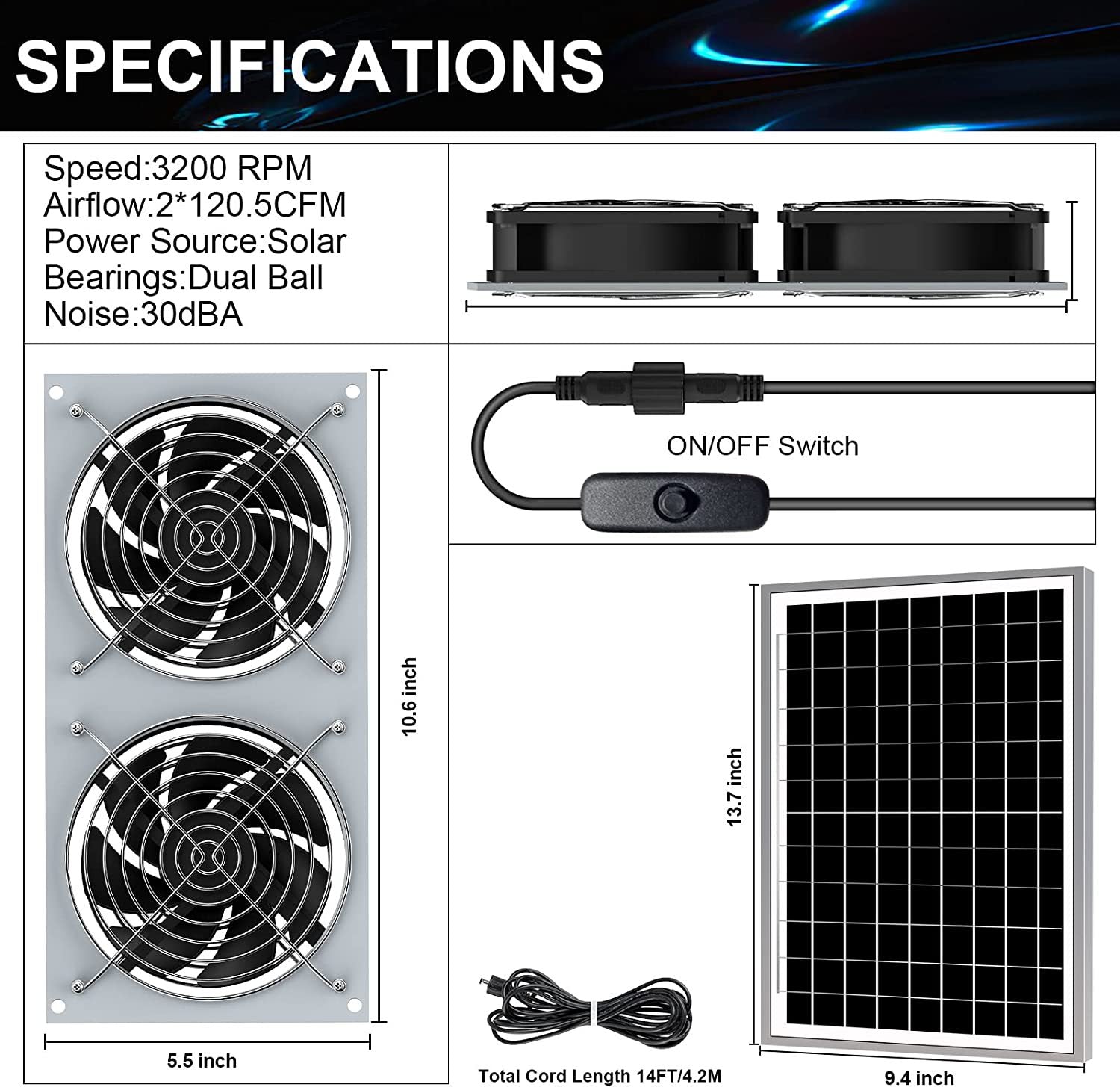 Hot Selling Waterproof Solar Fan Kit22W Solar Panel Fan,Suitable for chicken coops and sheds