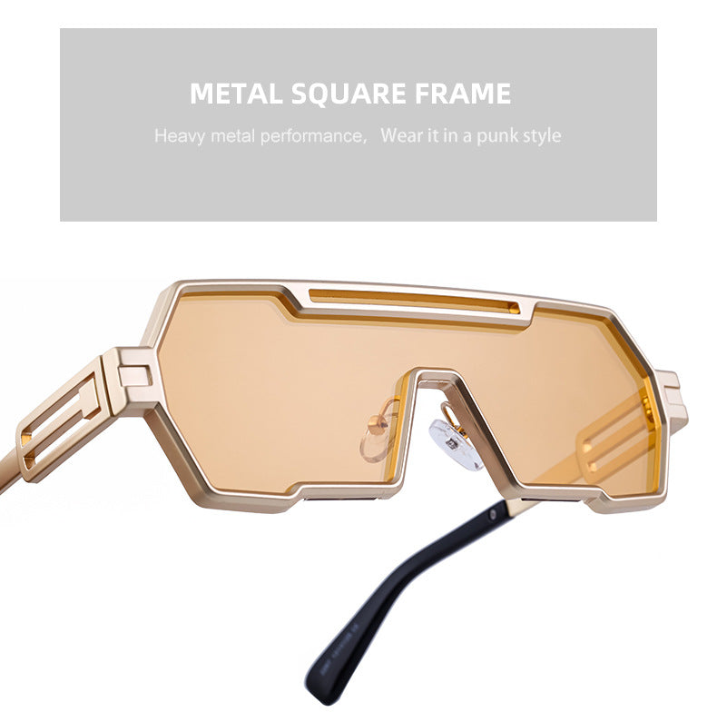 Vintage Sunglasses for Men, Steampunk Style, Irregular Sunglasses, High-End Driving Glasses, Sun Protection Integrated Glasses for Women