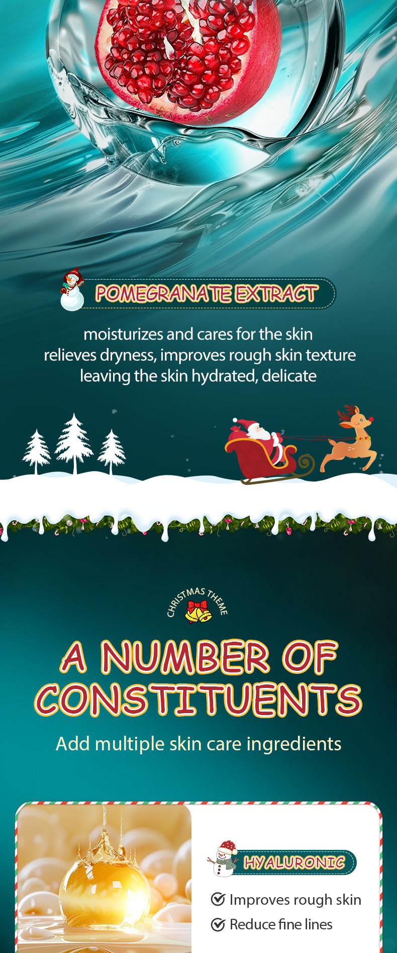 Christmas Red Pomegranate Moisturizing Gel SADOER Moisturizing Aloe Vera Gel Cream Cross-Border Foreign Trade Wholesale